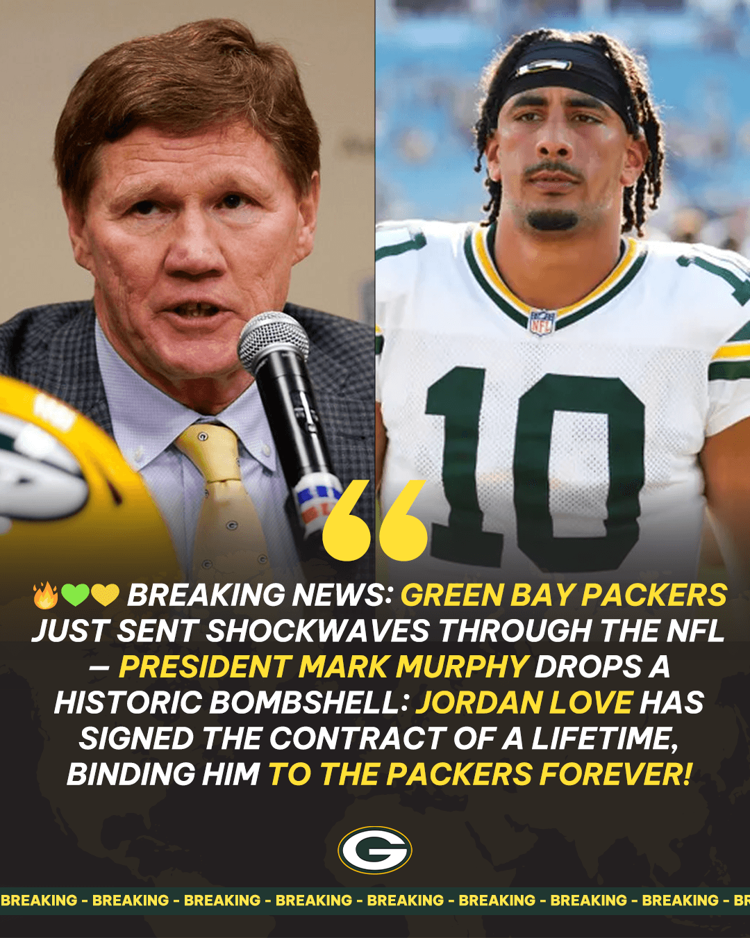 BREAKING NEWS: Green Bay Packers just sent shockwaves through the NFL — President Mark Murphy drops a historic bombshell: Jordan Love has signed the contract of a lifetime, binding him to the Packers forever!