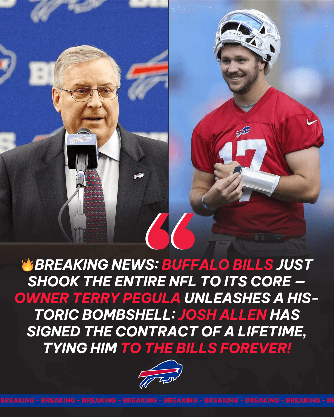 BREAKING NEWS: Buffalo Bills just shook the entire NFL to its core — Owner Terry Pegula unleashes a historic bombshell: Josh Allen has signed the contract of a lifetime, tying him to the Bills forever!